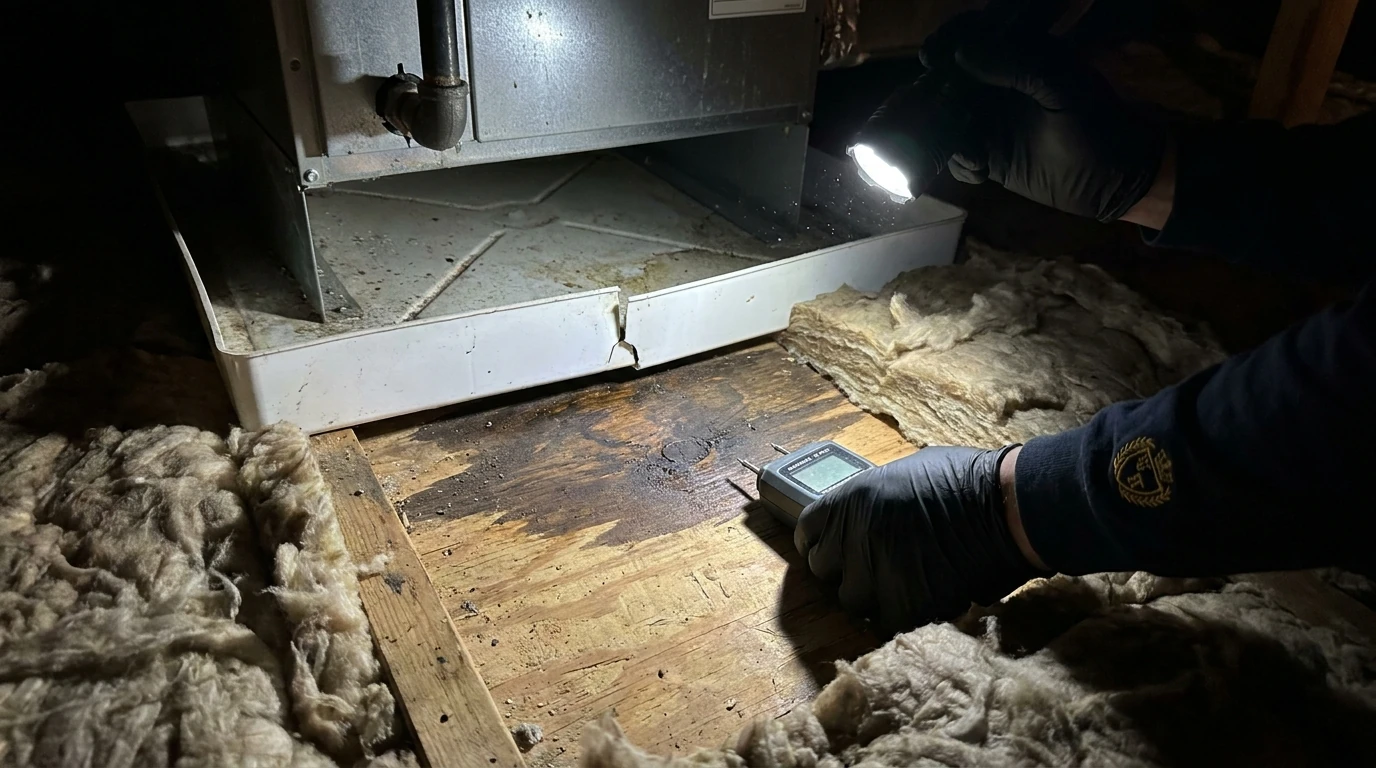 How do spread and texture tell you whether the damage is active: ceiling water damage
